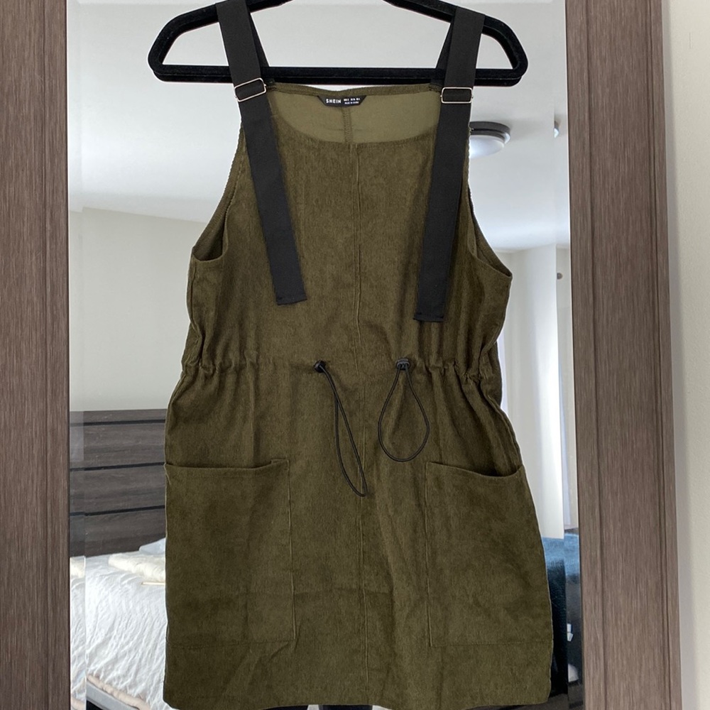 Shein Khaki Green Overall Dress
